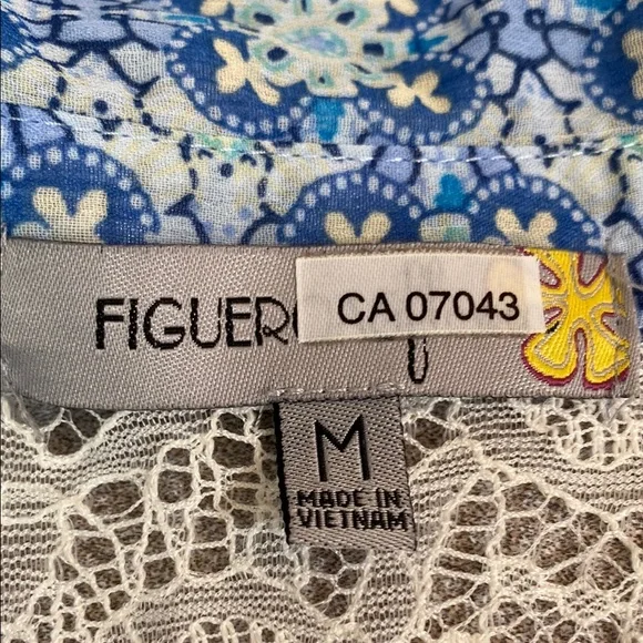 Blue Ruffled Blouse with 3/4 Sleeves - Picture 2 of 7